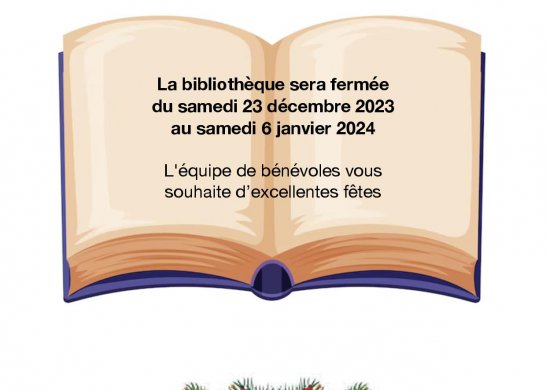 Fermeture de la Bibliothèque vacances de Noël